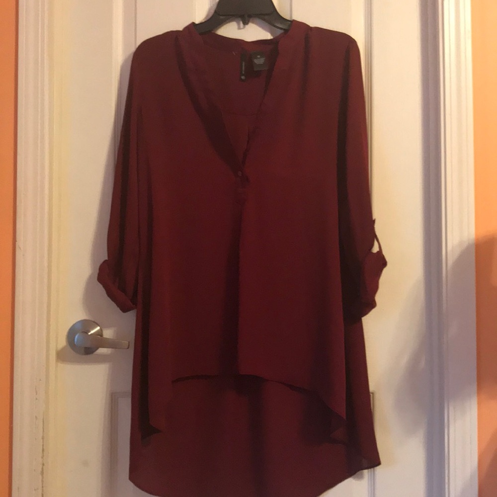 Burgundy long length shirt